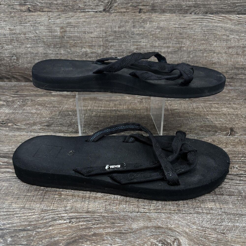 Teva Strappy Sandals Women's 9 Black Flip Flop Casual Summer Comfort Shoes
